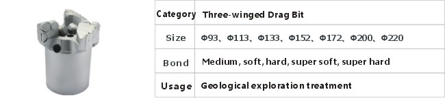 JD13-1-8 Three-winged Drag Bit