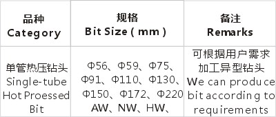JD13-1-7单管热压钻头